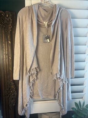 NWT Matilda Jane Beige Draped Fringe Boho Lagenlook Cardigan XS